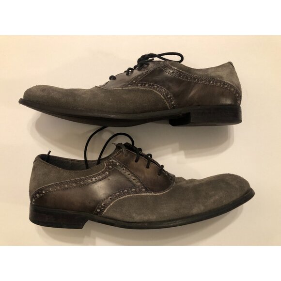 john varvatos men\'s gray leather suede dress shoes size: 9M main image 4